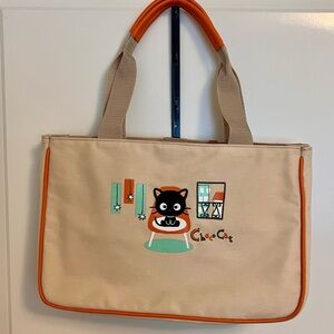 CAT lover💕Sanrio Cream and Orange Tote Bag with Cute Design